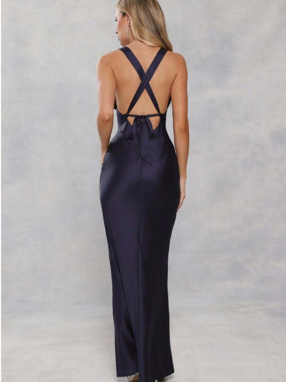 NWT Hello Molly Navy Formal Maxi Dress Low Cut Bridesmaid Size Small Prom - Picture 2 of 4
